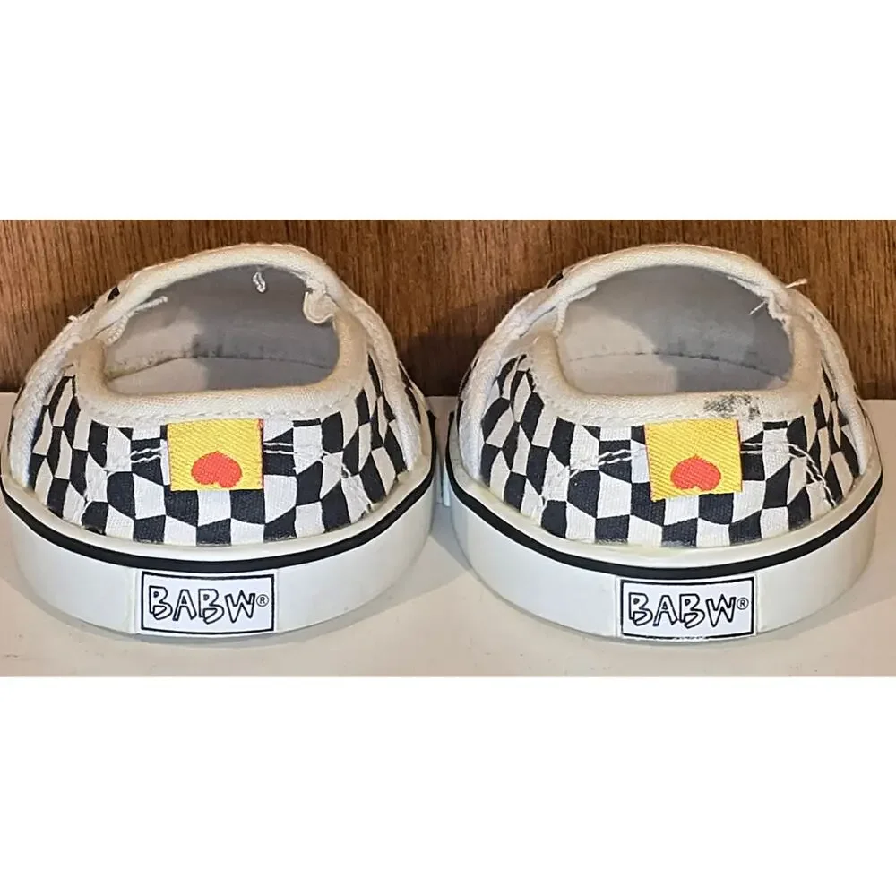 BABW Baby Shoes Lot 2 Pairs High Top Sneakers Checkerboard Slip On Black White